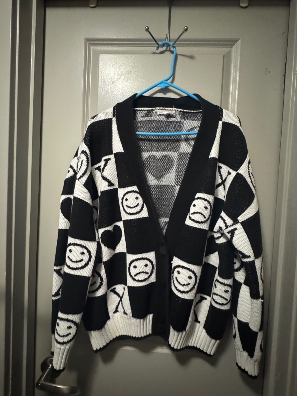 Grey Lab Smiley Face Cardigan (M-L)